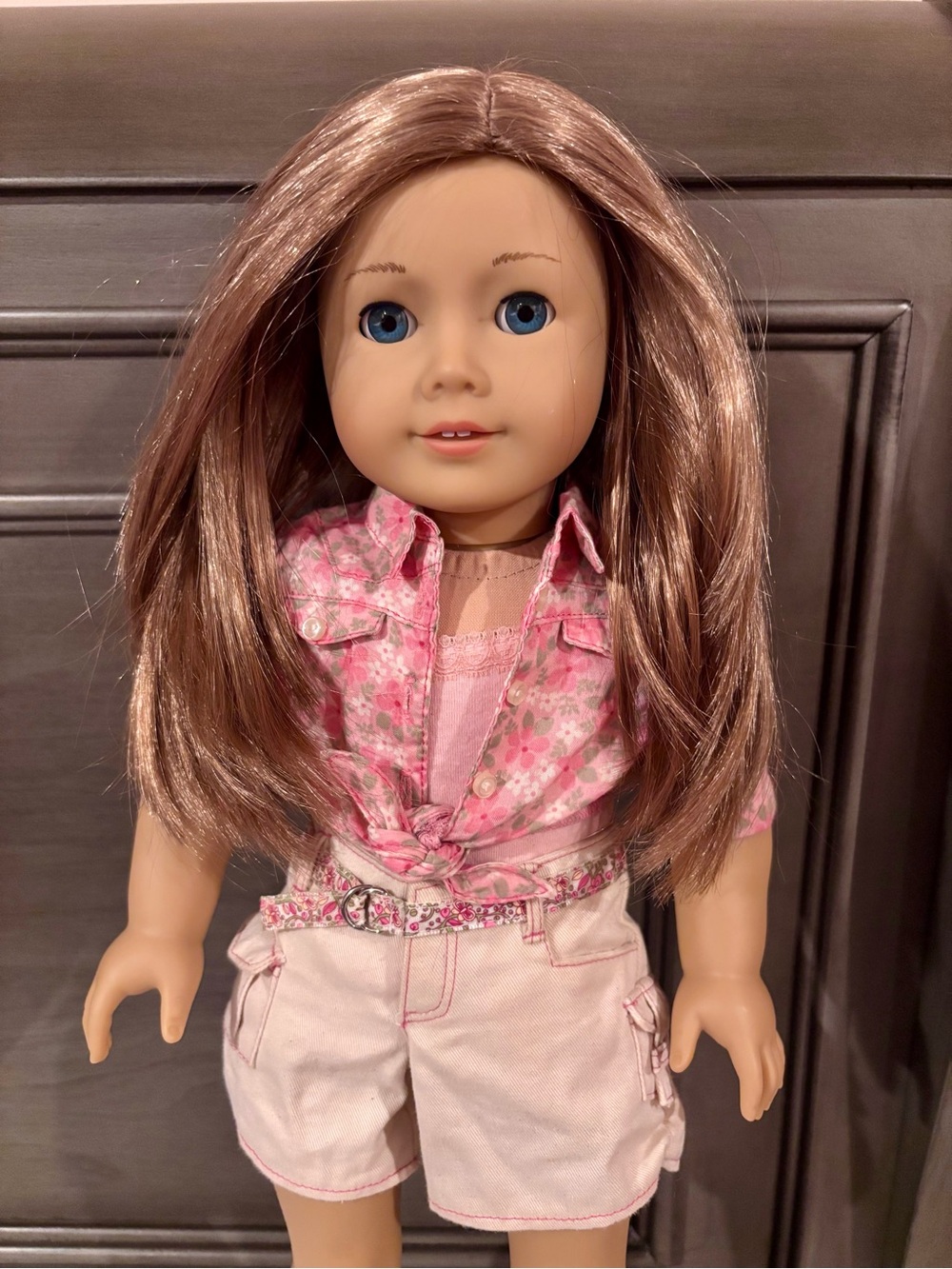 American Girl Brown-Haired Doll with Pink Outfit